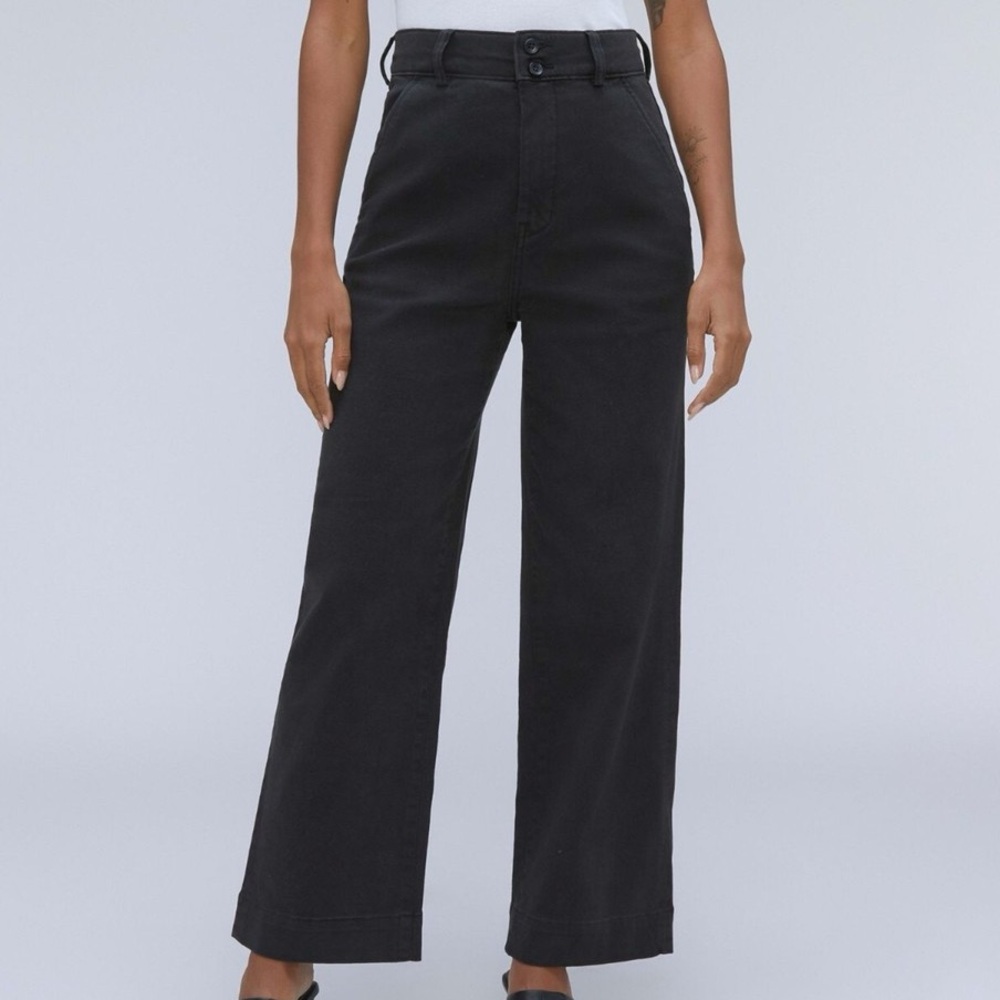 Everlane The Organic Wide-Leg Crop Pant - 6 black EUC